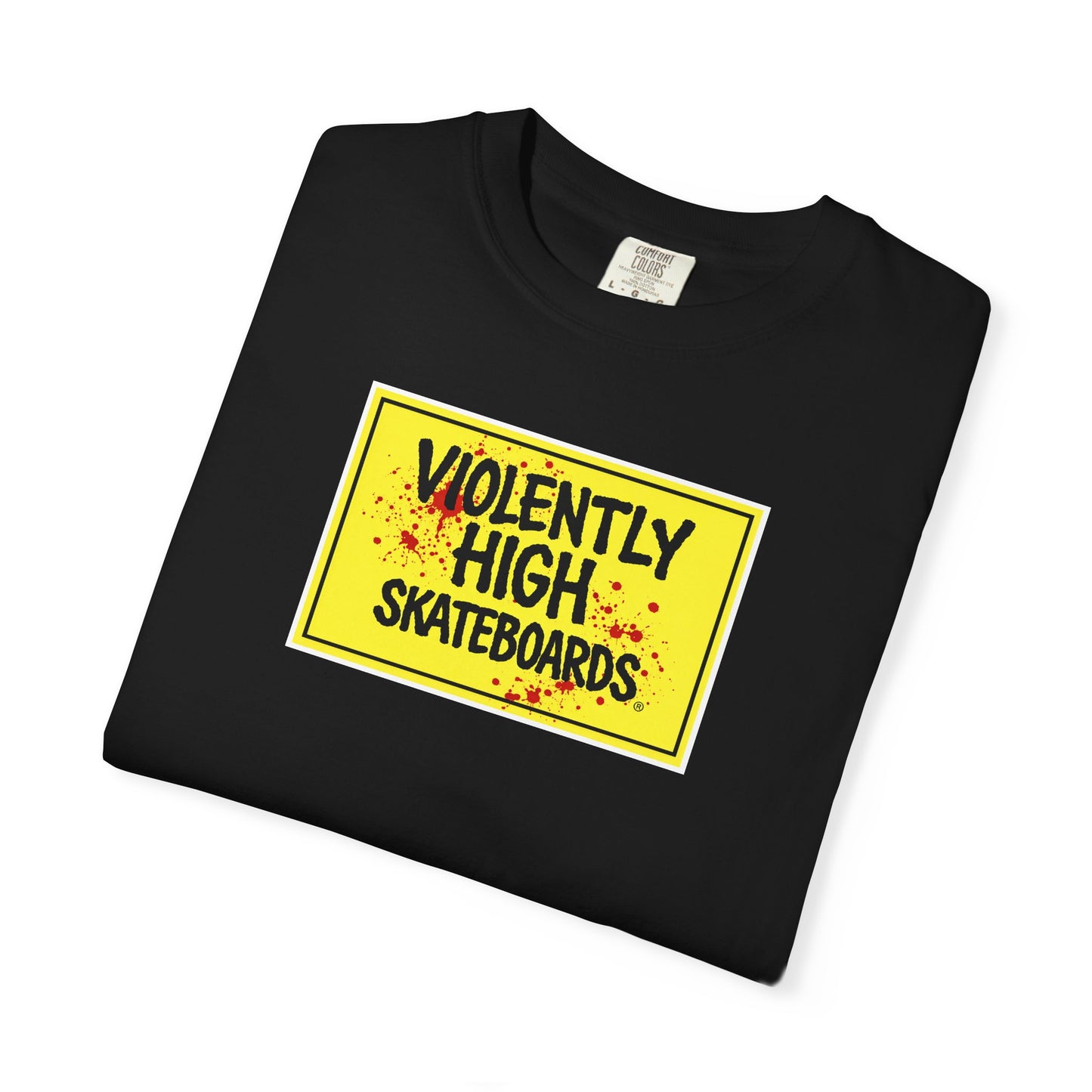 Violently High Skateboards T-Shirt — Retro Yellow Skate Logo Tee