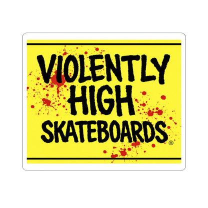Violently High Skateboards Kiss-Cut Sticker — Yellow Blood-Splatter Skate Sticker