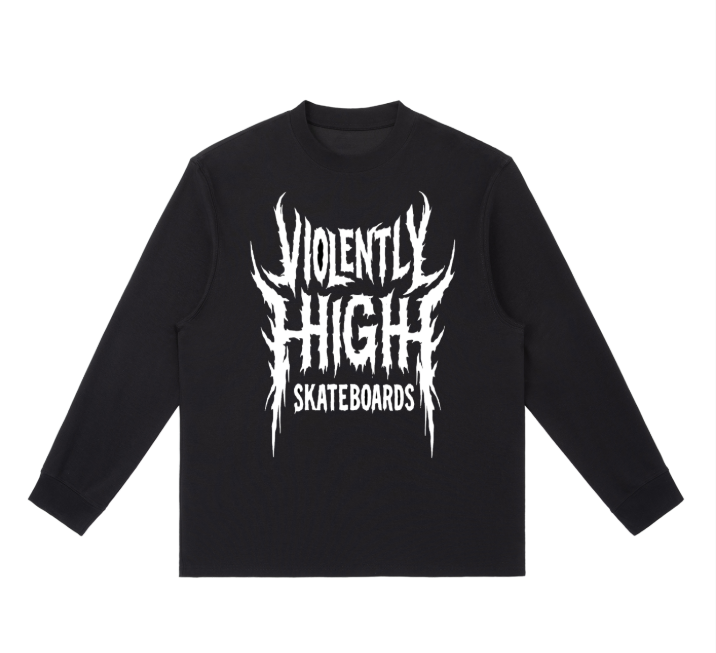 Violently High Skateboards long sleeve cotton shirt - front and back (hand screened graphics)