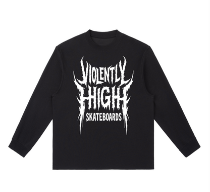 Violently High Skateboards long sleeve cotton shirt - front and back (hand screened graphics)