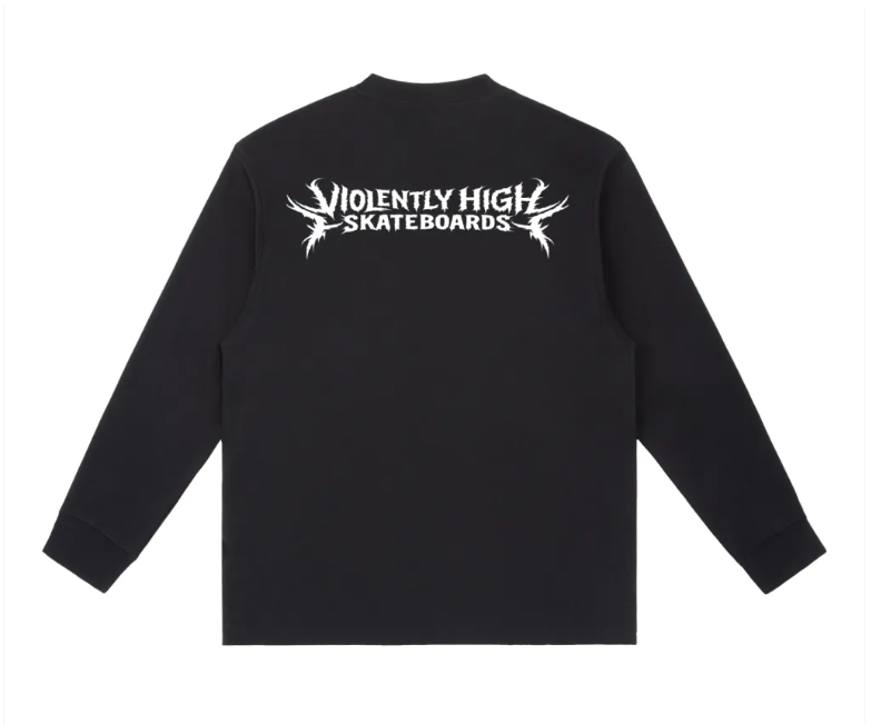 Violently High Skateboards long sleeve cotton shirt - front and back (hand screened graphics)