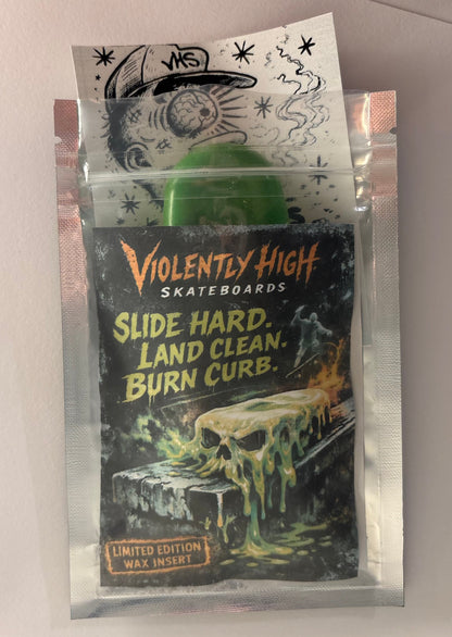 Violently High Skateboards Premium Curb Wax — Singles & 3‑Pack (30 g Each) with Collectible Sticker