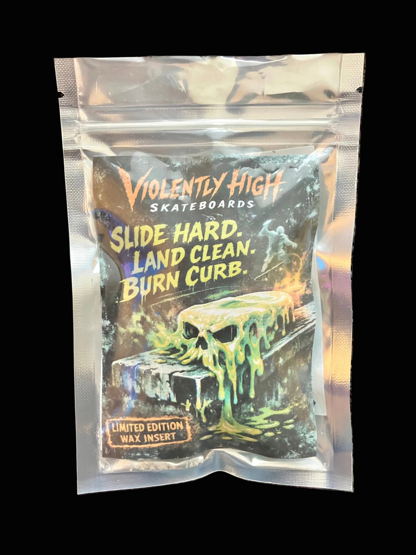 Violently High Skateboards Premium Curb Wax — Singles & 3‑Pack (30 g Each) with Collectible Sticker
