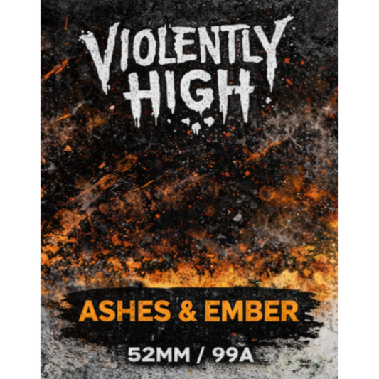 Violently High Ashes & Ember Skateboard Wheels – 52MM / 99A – Hand Dyed PU Wheels